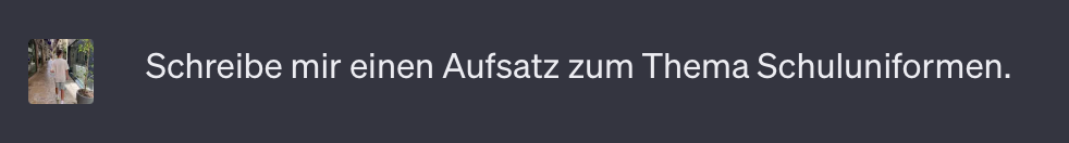Ein Beispiel für eine Anfrage an ChatGPT.